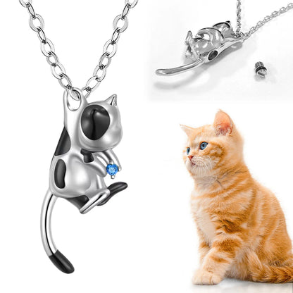 Cat Cremation Jewelry Urn Necklace for Ashes for Pet,Funeral Ashes Keepsake Urn Necklace Pendant Memorial Jewellery