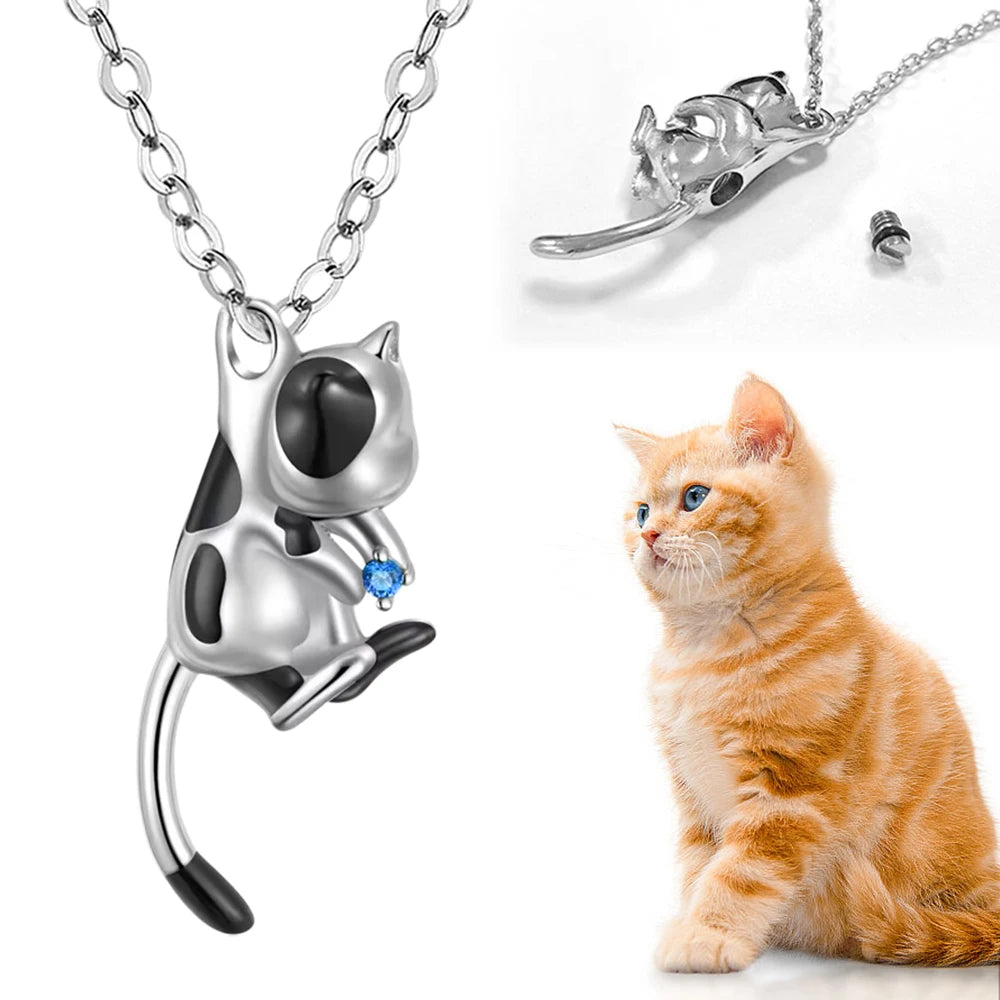 Cat Cremation Jewelry Urn Necklace for Ashes for Pet,Funeral Ashes Keepsake Urn Necklace Pendant Memorial Jewellery