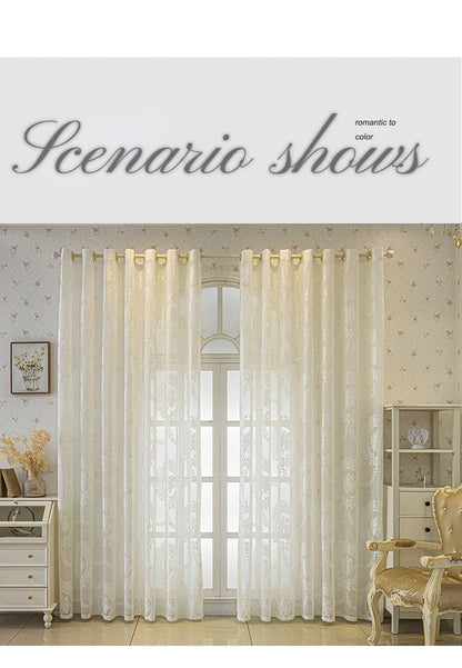 French Romantic Gauze Curtain Minimalist White Transparent Curtain Luxury Living Room Decoration Curtains Bedroom Curtain rideau