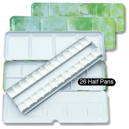 Empty Metal Watercolor Tin Palette Box With 14/26/52pcs Detachable Empty Watercolor Half Pans For DIY Travel Watercolor Palette