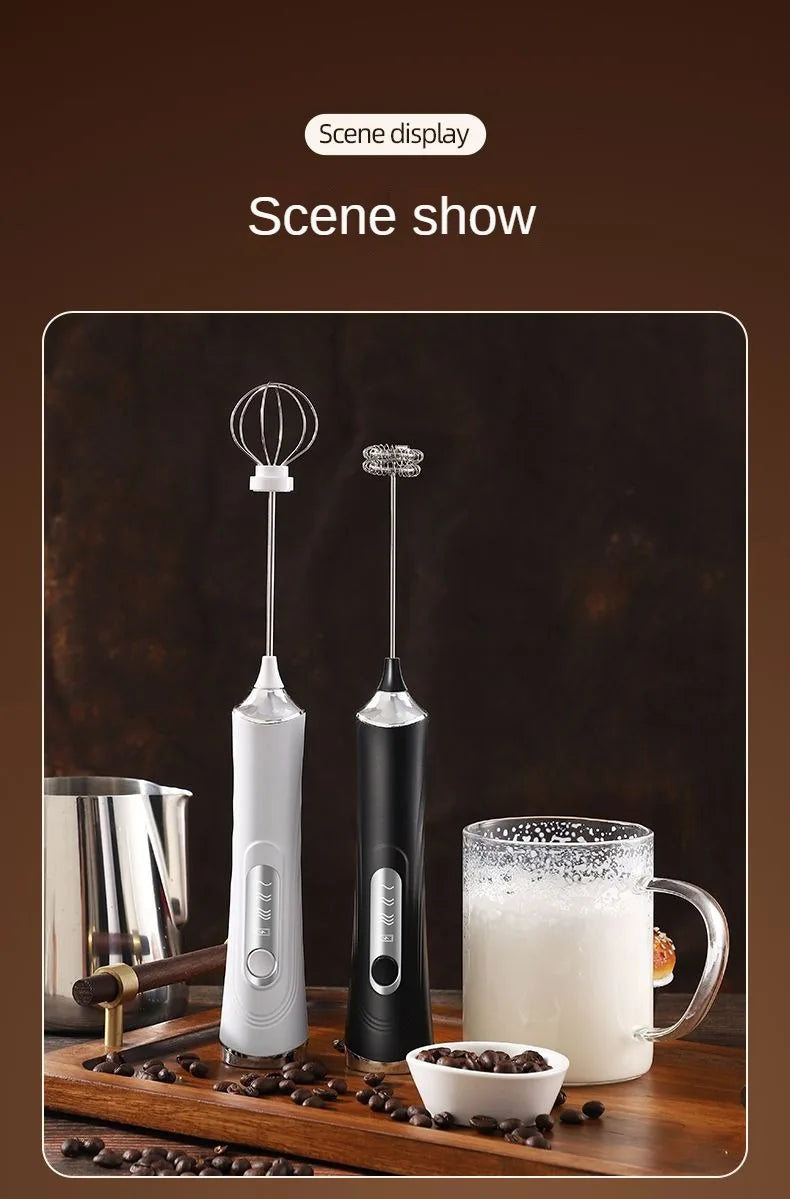 USB Electric Mixer, Handheld Coffee Milk Frother, Portable 3-Speed Blender, Butter Maker, Kitchen Tool, Ingredient Mixer