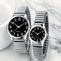 black alloy Arabic numerals for men and women Elastic elastic band quartz watch set Lovers watch gift set