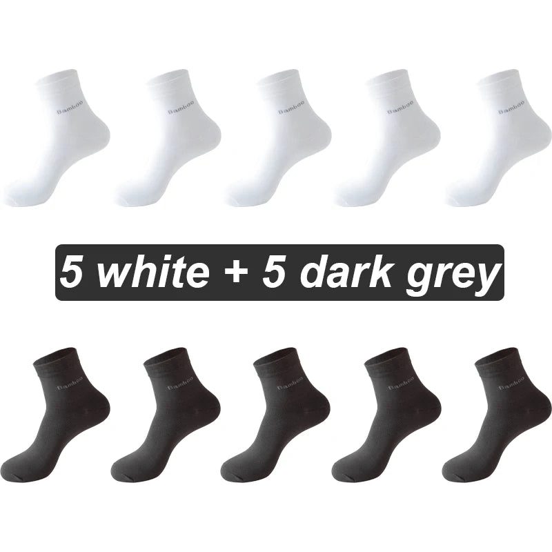10Pairs Bamboo Fiber Socks Men Casual Business Anti-Bacterial Comfortable Breatheable High Quality Sock Male Plus Size EU38-46