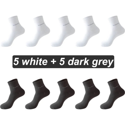 10Pairs Bamboo Fiber Socks Men Casual Business Anti-Bacterial Comfortable Breatheable High Quality Sock Male Plus Size EU38-46