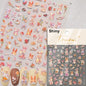 Collage Text English Letter Musical Note Star Graffiti Colorful 5D Love Heart Bowknot Nail Art Sticker Adhesive Manicure Decals