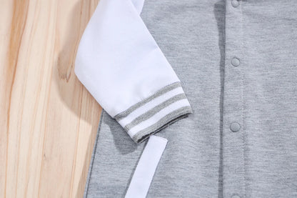 IURNXB Newborn Baby Romper Boys Girls Long Sleeve Colorblock Infant Hooded Outfit Clothes Button Jumpsuits Winter Fall 0-18M