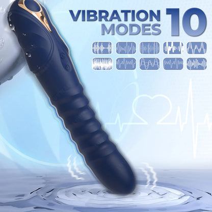 Thrusting Vibrator G Spot Vibrator Anal Dildo with 10 Vibrating 3 Thrusting Liquid Silicone Vaginal Massage Clitoris Stimulator