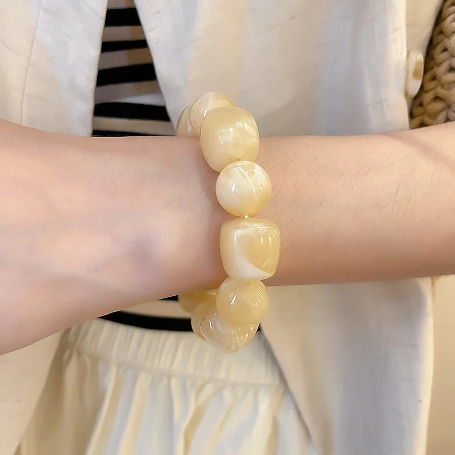 Acrylic Irregular Square Round Beaded Bracelet for Women European and American Simple Bracelet Korean Fashion Hand Accessories