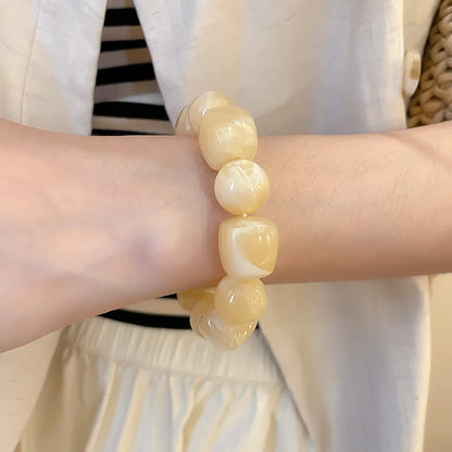 Acrylic Irregular Square Round Beaded Bracelet for Women European and American Simple Bracelet Korean Fashion Hand Accessories