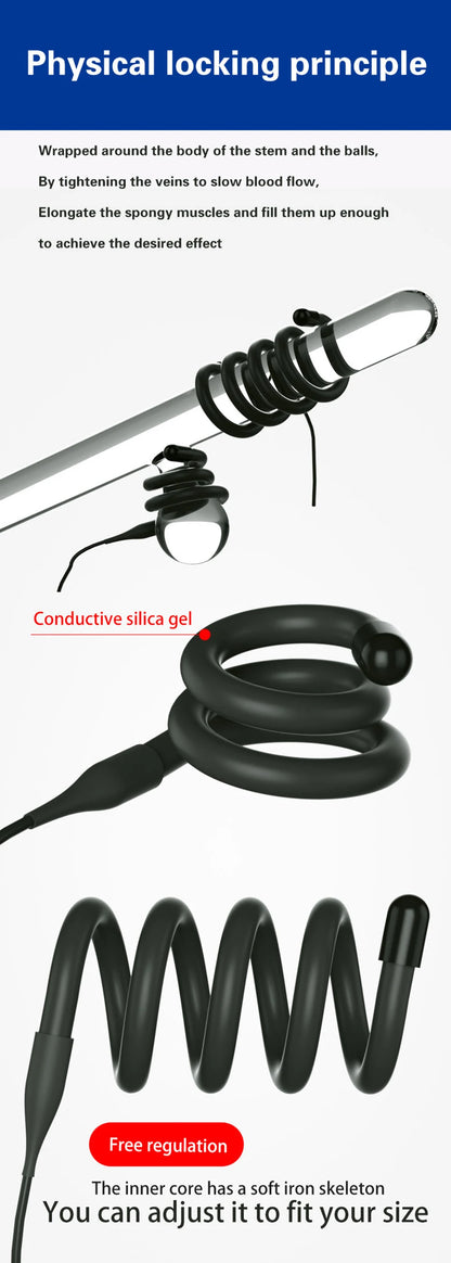 Electric Shock Metal Penis Ring Electric Penis Enlarger Massage Cock Ring Medical Themed Toys Stimulate Adult Sex Toys For Men