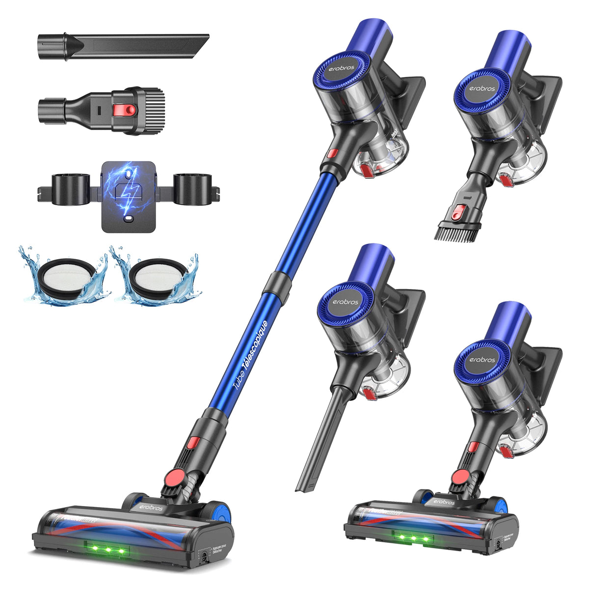 Erabros EV2 450W 55kpa Cordless Vacuum Cleaner High Suction Power Handheld Smart Home Cleaner Capacity LED Display Floor Carpet