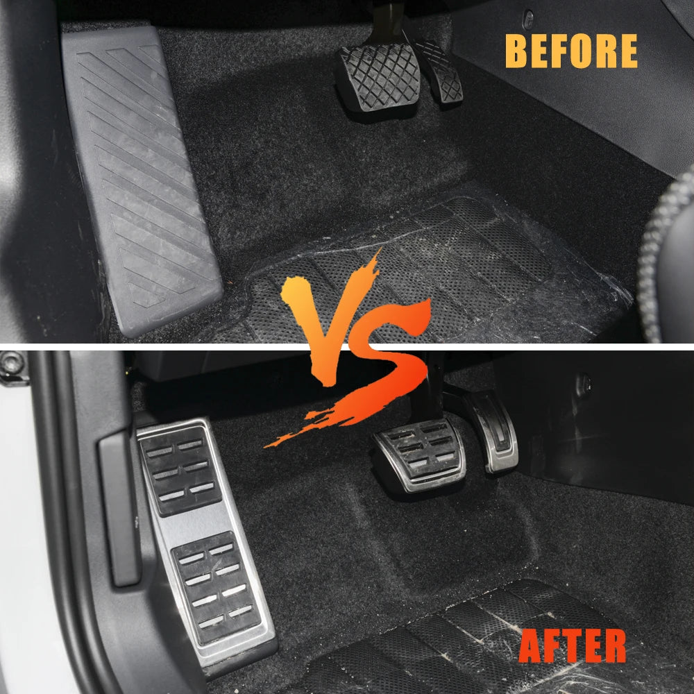 for Volkswagen VW Polo Virtus 2018~2024 Accelerator AT MT Car Pedals Gas Brake Footrest Stainless Steel Non-slip Pedal Cover Pad