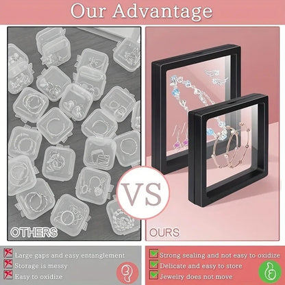 Transparent floating display box, plastic film jewelry packaging box, jewelry, necklace, ring, and collectible storage box