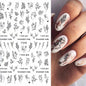 Black and White Love Flowers Line Art 3D Stickers Nail Decals Nail Art Accessories Butterfly Rose Nail Stickers Nail Sliders