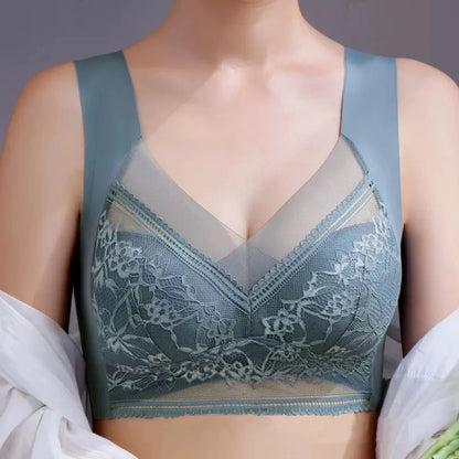 1pcs Women Lace Plus Size Bra Basic Anti Sagging Thin Vest With Padded Female Brassier Lady Ice Silk Seamless Comfort Breath Bra