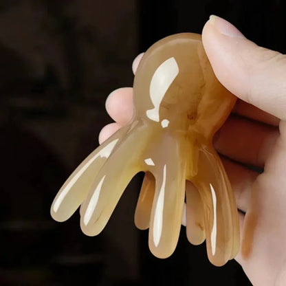 Octopus Massage Comb Resin Head Meridian Scraping Scalp Massage Brush Acupuncture SPA Gua Sha Massage Comb for Fatigue Relief