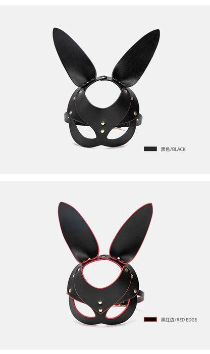 3 Colors Sexy Leather Mask Bunny Girl Cosplay Masquerade Erotic Halloween Carnival Party Masks Bdsm Bondage Games Fetish Mask