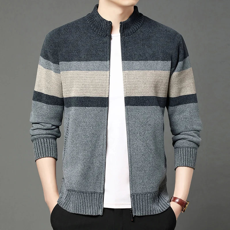 Premium Thick Chenille Fabric Warm New Brand Casual Fashion Stand Collar Men Jacket Streetwear Zipper Autumn Winter Coats