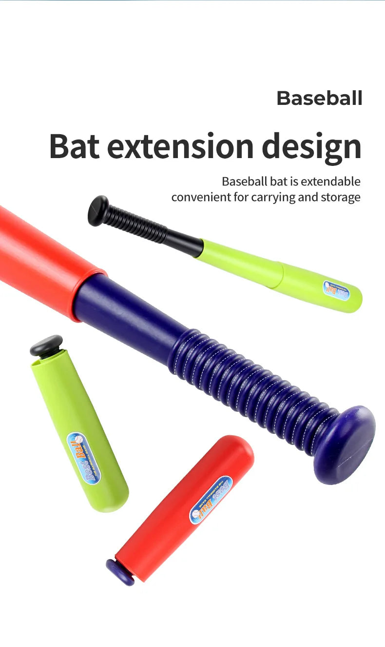 Boys Baseball Pitching Machine Toys Set with Carry Bag Ground Pegs Soft Baseball Outdoor Sports Games Training Toy Kids Gift