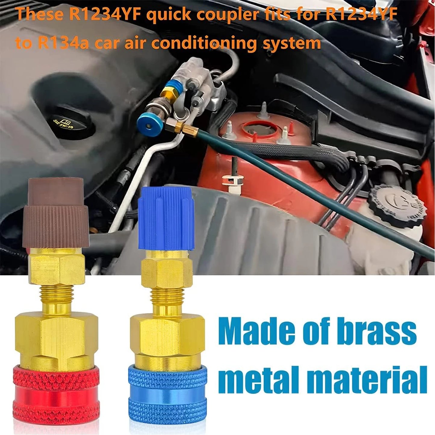 2PCS Air Conditioner Quick Connector R1234YF/R12 to R134A Quick Connectors Adapters Car Airconditioning Fitting Car Tools