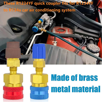 2PCS Air Conditioner Quick Connector R1234YF/R12 to R134A Quick Connectors Adapters Car Airconditioning Fitting Car Tools