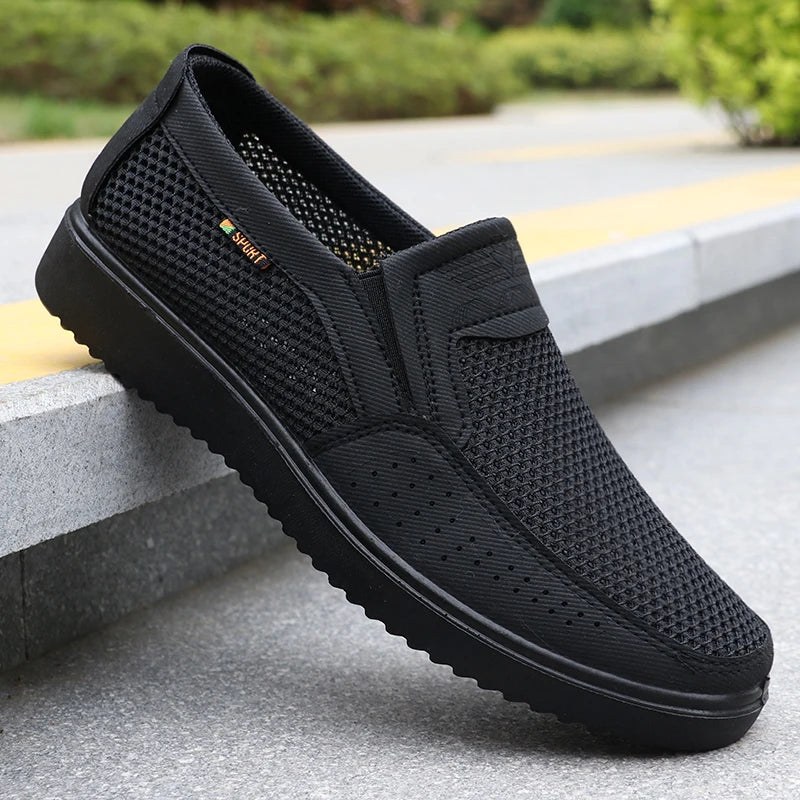 Men's Breathable Slip-On Casual Shoes - Lightweight Low-Top Walking Sneakers, Suitable for Outdoor Activities, Fishing, Parks, and Exercise, Brown Mesh Fabric, Rubber Sole, Comfortable for All Seasons, Outdoor Footwear | Low-