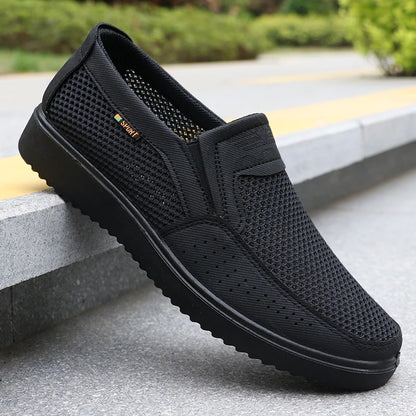 Men's Breathable Slip-On Casual Shoes - Lightweight Low-Top Walking Sneakers, Suitable for Outdoor Activities, Fishing, Parks, and Exercise, Brown Mesh Fabric, Rubber Sole, Comfortable for All Seasons, Outdoor Footwear | Low-