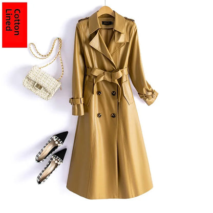 Real Leather Sheepskin Coat Women's Mid-Length Stylish Slimming Autumn Winter New Korean Style Coat Over-Knee Outerwear
