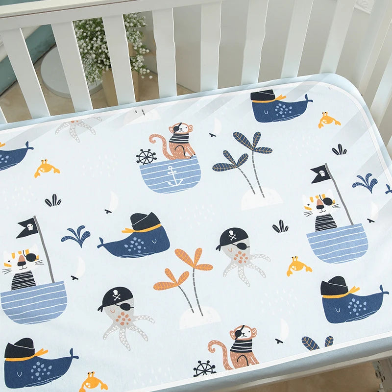 Crib Sheet Waterproof Baby Urine Changing Mat Cotton Reusable Infant Change Diaper Pad Cover Washable Newborn Bed Nappy Mattress