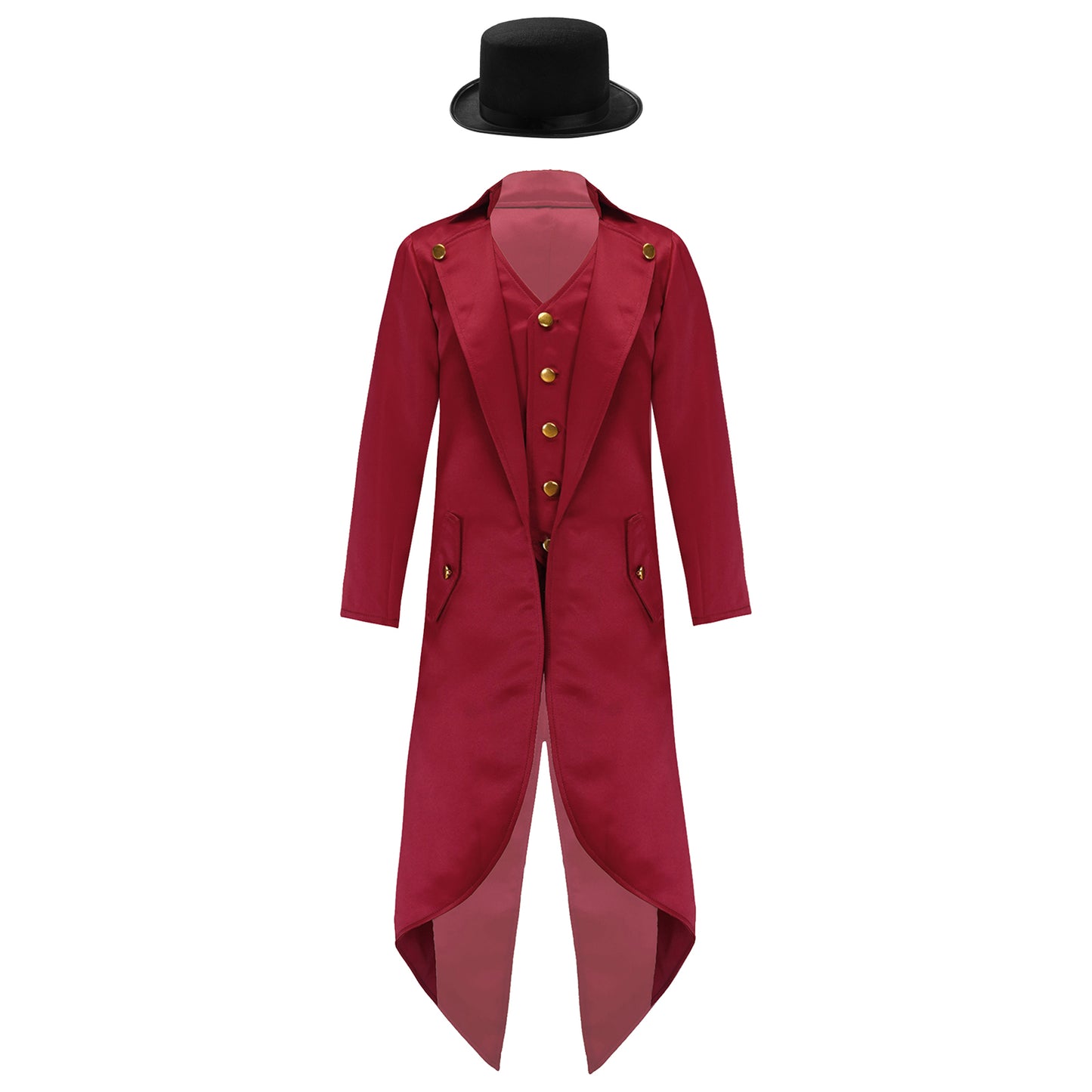 Kids Boys Vintage Steampunk Tailcoat Jacket Halloween Costume Gothic Medieval Clothes Court Uniform Magician Ringmaster Cosplay