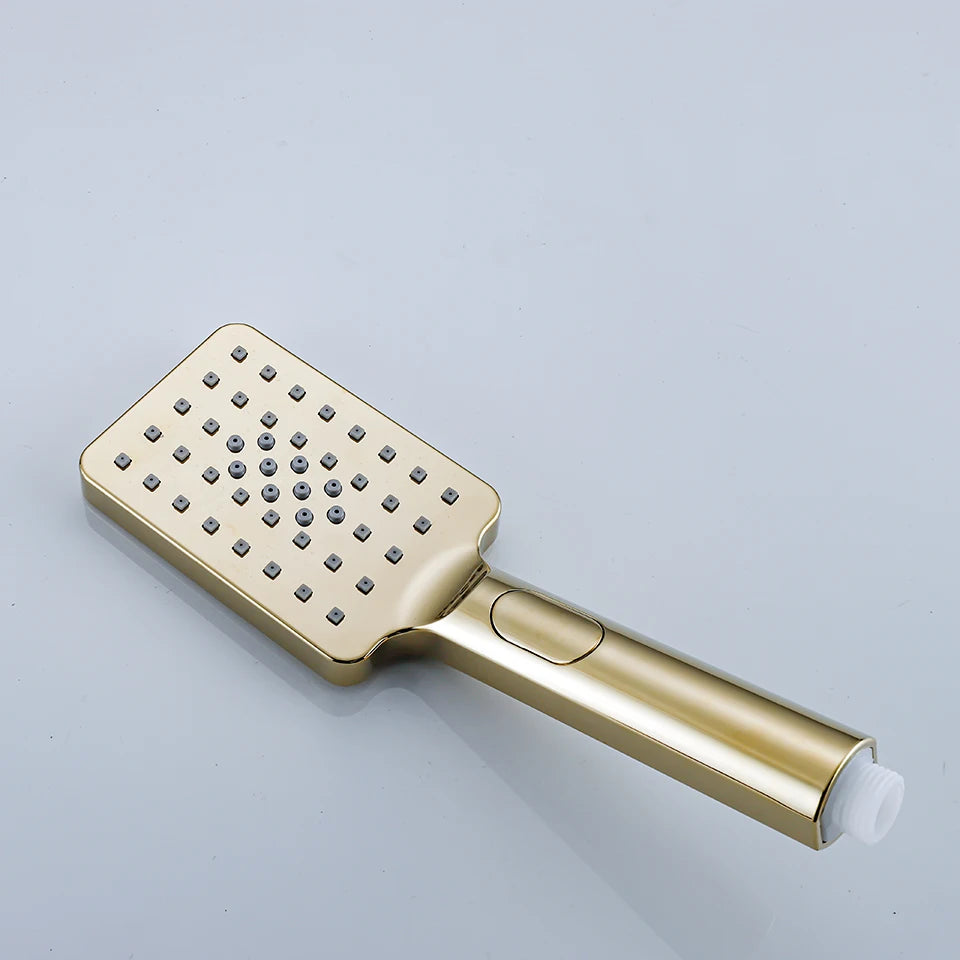Gold Piano Digital Display Bathroom Shower Set Brass Bathroom Faucet Accessories Thermostatic Digital Bathroom Shower System