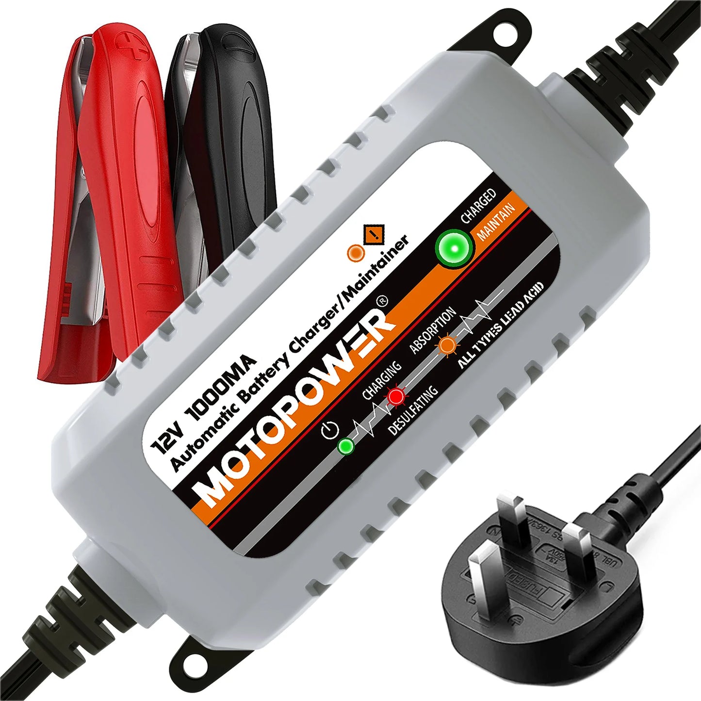 MOTOPOWER MP00205B 12V 1000mA Fully Automatic Battery Charger/Maintainer