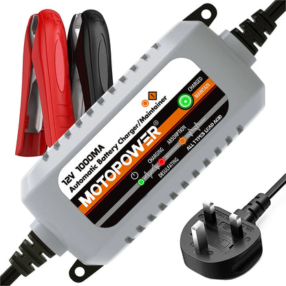 MOTOPOWER MP00205B 12V 1000mA Fully Automatic Battery Charger/Maintainer