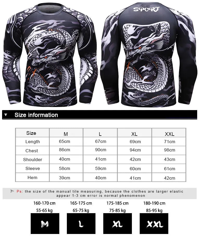 New Men Sports Jiu Jitsu BJJ Suit Gym Fitness Compression Clothes Running Jogging Sport Wear Exercise Workout Rashguard Tights