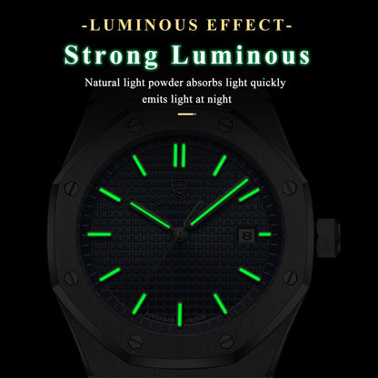 POEDAGAR Original Luxury Man Watch Date Luminous Waterproof Stainless Steel Men Wristwatch Fashion Business Quartz Men's Watches