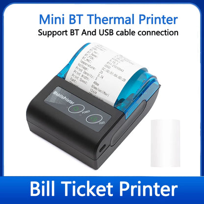 58mm Mini Portable Thermal Printer Receipt Mobile Wireless Bluetooth Ticket Bill Printer For Printing Labels/Tickets Receipt