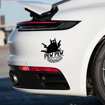 "Pew Pew Madafakas" Cat with Guns Vinyl Sticker Waterproof Decal for Laptop Water Bottle Phone Car Van Tent Wall Decor