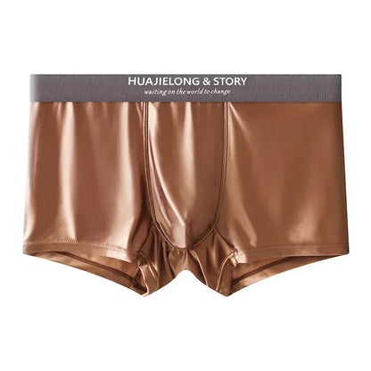 1/3PCS Men's Cool Ice Silk Boxers Shorts Summer Satin-like Solid Underpants Skin Friendly Breathable Mesh Crotch Male Underwear