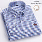 Casual Pure Cotton Oxford Mens Shirts Long Sleeve Embroidery Horse Design Regular Fit Fashion Button Man White Dress Shirt