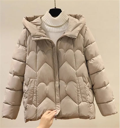 2025 New Style Korean Fashion Winter Jacket Short Down Bread Service Woman Snow Wear Puffer Coats Loose Warm Parkas Hooded Outwe