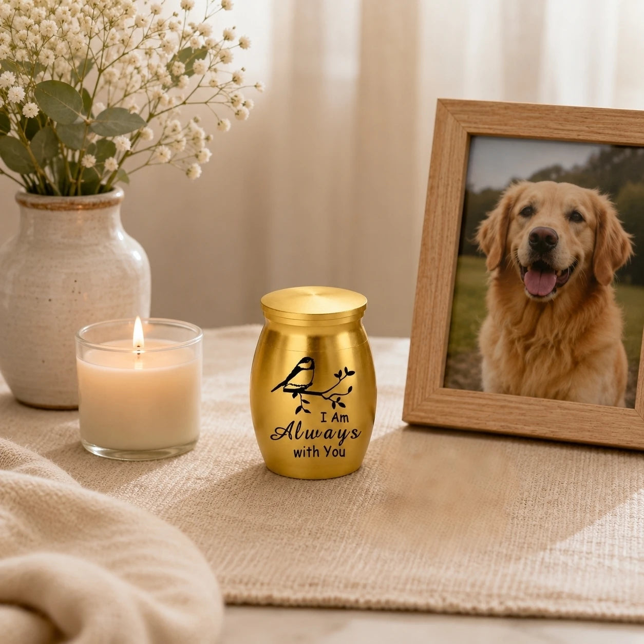 L27 Mini Stainless Steel Pet Cremation Urn Bird Branch Ashes Keepsake Memorial Container for Dog Cat Loss Remembrance Gift