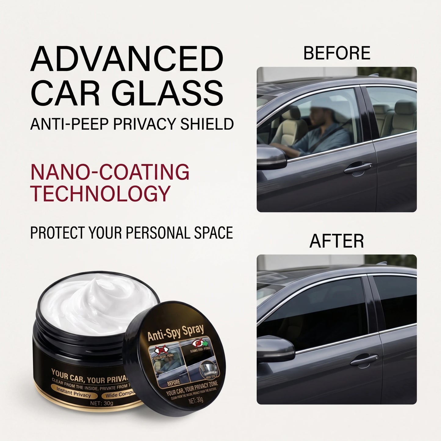 See Out Clearly, Stay Invisible Outside – Professional Cleaning Paste For One-Way Privacy Glass, Removes Dirt And Stains