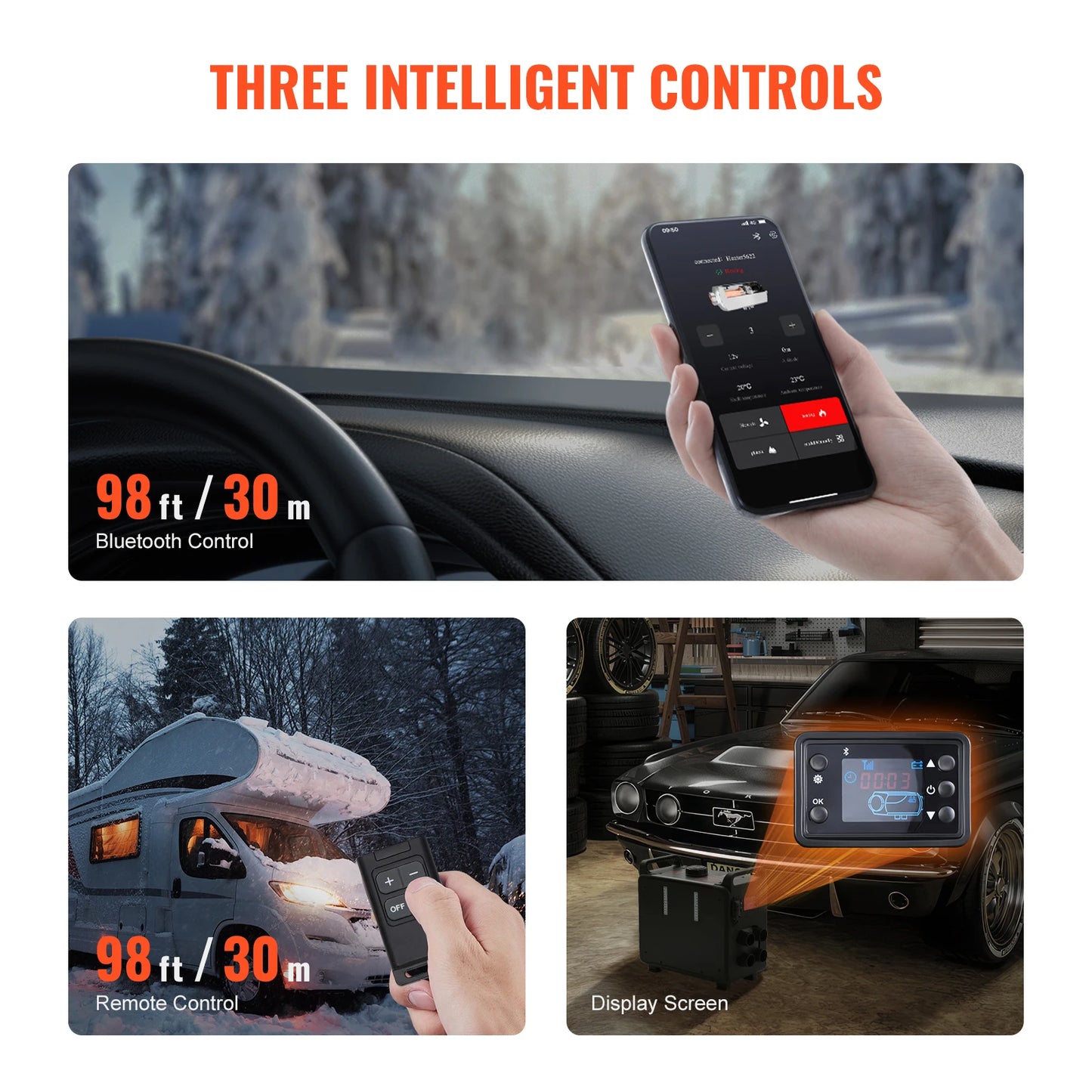 SucceBuy 8KW Diesel Heater 12/24V All in One Diesel Air Heater with Bluetooth CO Alarm Portable Car Heater for Vehicles & Garage