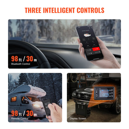 SucceBuy 8KW Diesel Heater 12/24V All in One Diesel Air Heater with Bluetooth CO Alarm Portable Car Heater for Vehicles & Garage