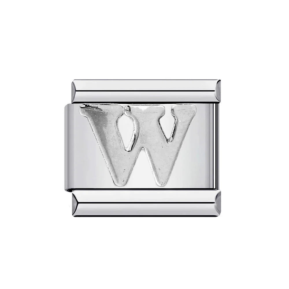 26 English A-Z Letter Name Custom 9mm Link Charms Silver Color Italian Stainless Steel Bracelet DIY Jewelry Making Hand Chain