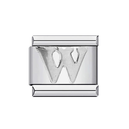 26 English A-Z Letter Name Custom 9mm Link Charms Silver Color Italian Stainless Steel Bracelet DIY Jewelry Making Hand Chain