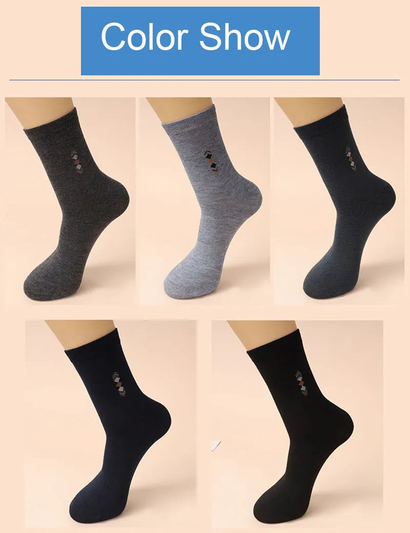 5 Pairs/Lot Men's Fashion Thickened Socks Four Seasons Leisure Breathable Deodorant Mid Tube Cotton Socks High Quality EU 38-44