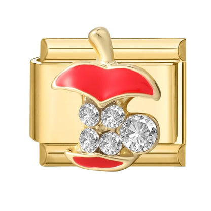 Hot Zircon Rose Flowers Heart Pearl Bowknot Cherry Pendant Italian Charm Links Fit 9mm Stainless Steel Bracelet Women DIY Making