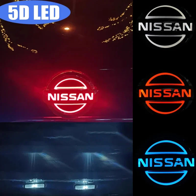 5D Led Light Car Rear Logo Emblem 10.6cm 11.7cm Badge for Nissan Sylphy N7 Qashqai Teana Note Navara Juke Patrol X-trail Murano