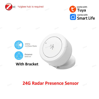 Zigbee 24G MMWave Human Presence Sensor Microwave Radar Occupancy Motion Detector Smart Home Works with Zigbee2MQTT TUYA APP